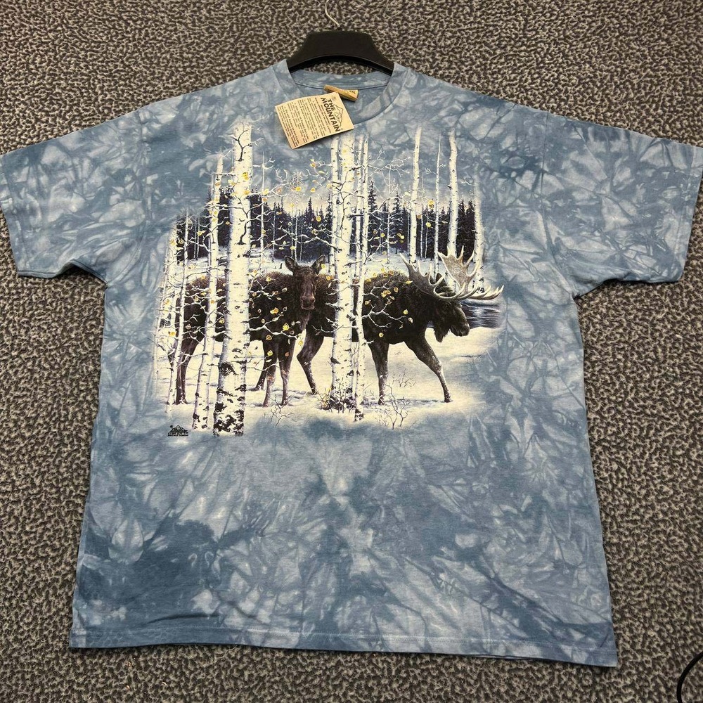 Vintage The Mountain Moose Shirt Men XXL Tie Dye Short Sleeve Cotton New 2XL